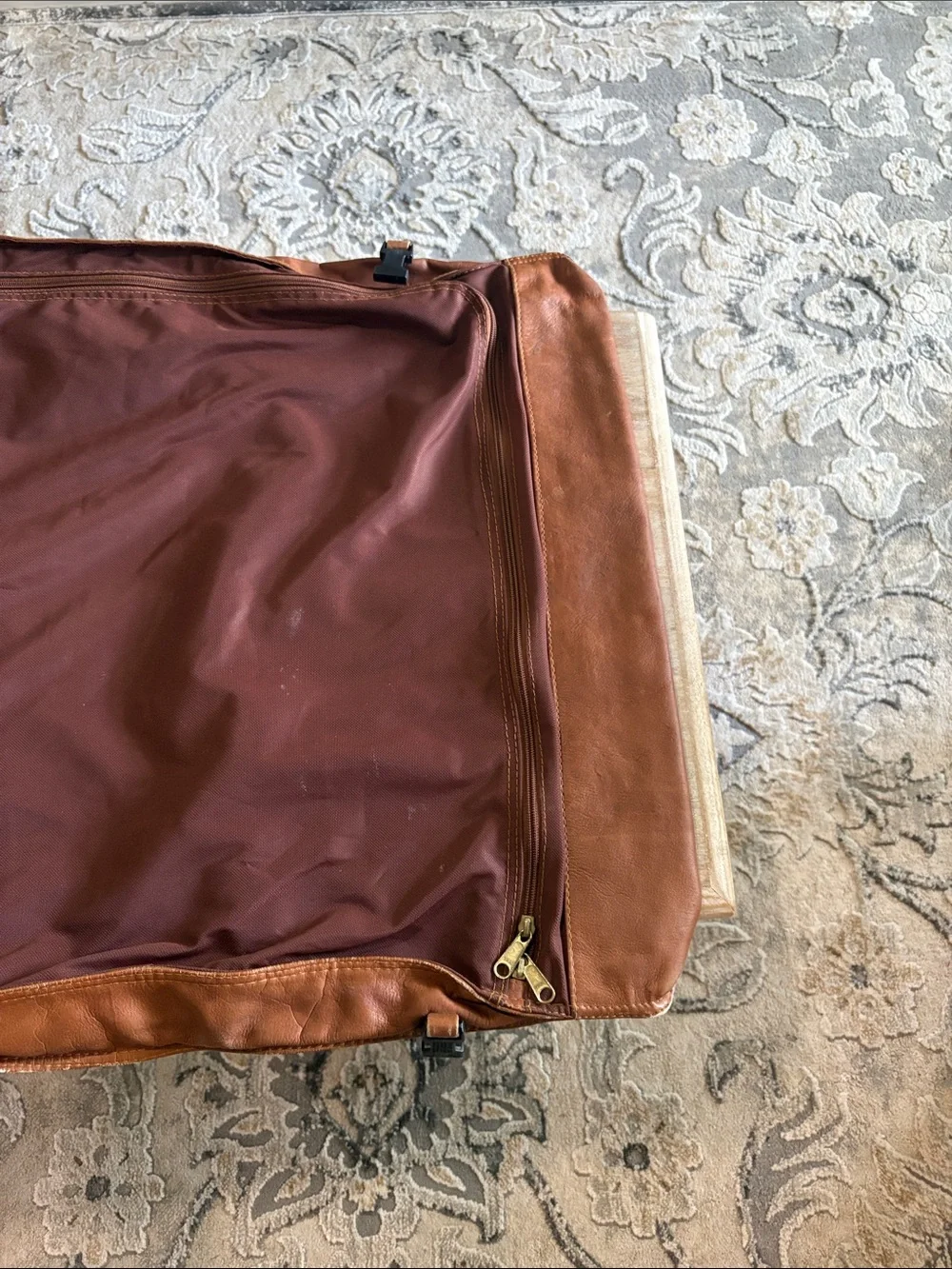 Leather Garment Bag - Brown Travel Organizer